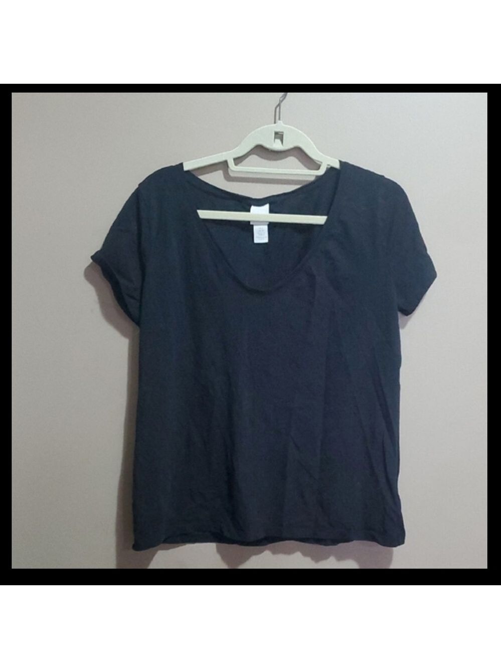 H&M Black Scoop Neck Short Sleeve Tee Women’s Size XL